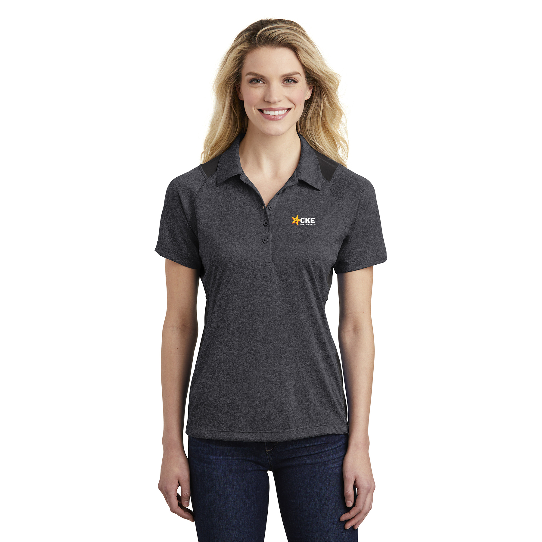 Womens Heather Colorblock Polo